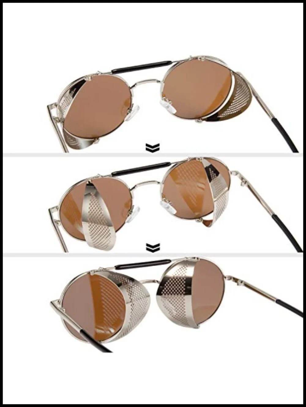 Steampunk Round Sunglasses for Men Women UV400 Side Shield Retro Shades